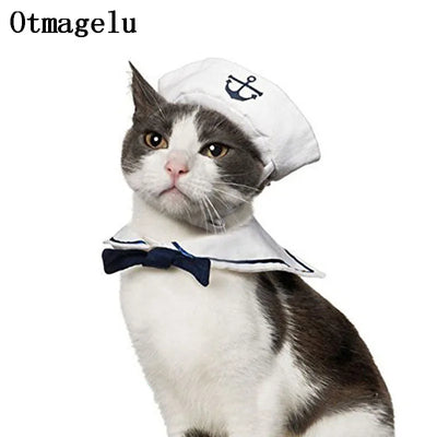 Cat wearing navy sailor costume