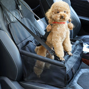 Travel dog car seat with foldable, stable frame
