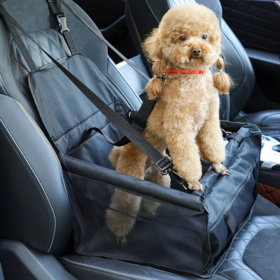 Travel dog car seat with foldable, stable frame