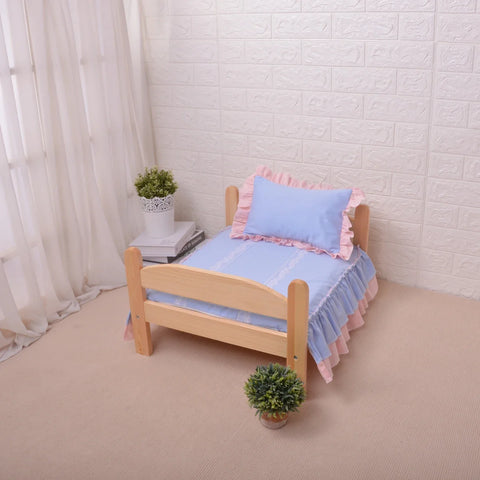 Cute and comfy wooden pet bed with removable, washable bedding