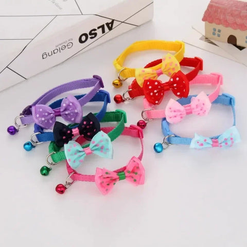 soft adjustable collar with bow for kitten or puppy