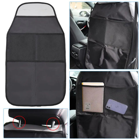 Child car seat protector with organizer compartments