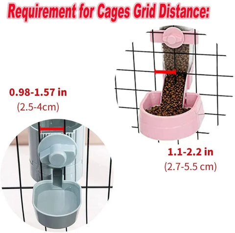Cage-mounted food container for cats, dogs, rabbits