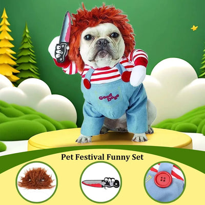 Bulldog in funny pet festival costume