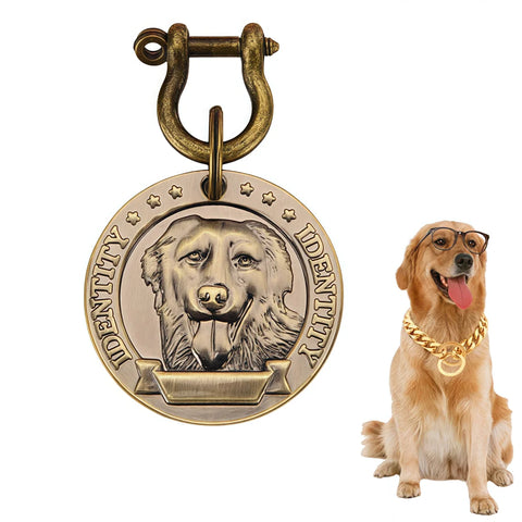 Personalized pet ID tag featuring a dog design, ideal for adding to collars for pet identification.