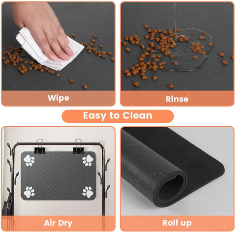 Rubber-backed pet feeding placemat