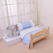 Solid wood dog bed with cushion and full bedding set for pets