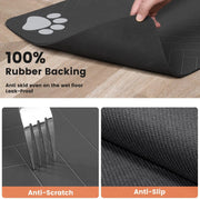 Pet food and water mat with absorbent surface