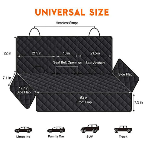 Universal fit dog seat cover for safe car travel