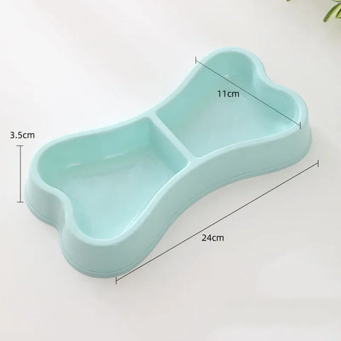 Pet feeding supplies with dual bowls for food and water