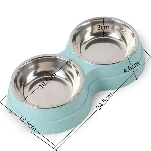 Stainless steel pet food and water feeder