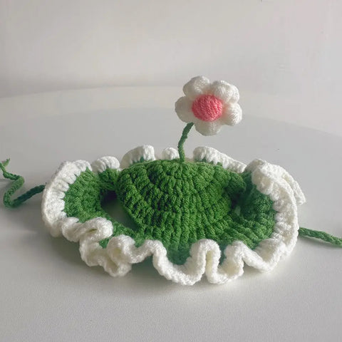 Dog in handmade party headwear