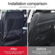 Universal car seat back cover with storage pockets