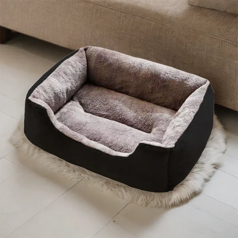 "Kitten bed basket with plush interior cushion"