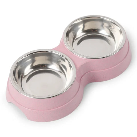 Stainless steel dual pet feeding bowls