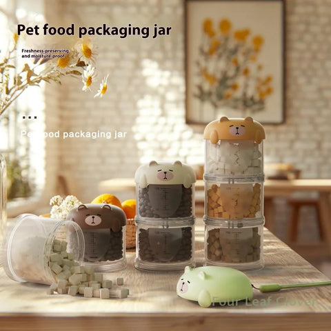 Pet travel food container with carrying handle