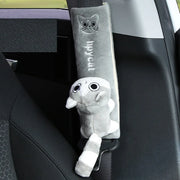 Universal car seat belt pads with plush animal cushion