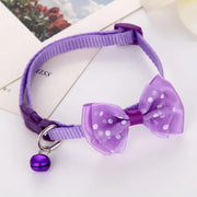 Cute bow cat collar with bell, adjustable and durable design