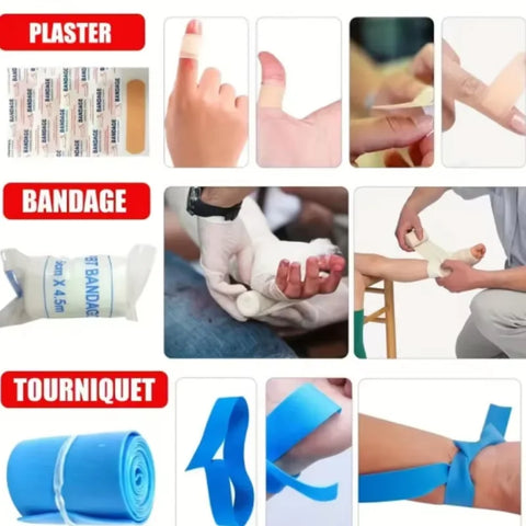 Compact first aid kit for travel and camping