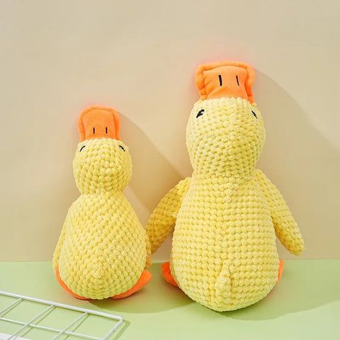 Dog plush chew toy shaped like a duck