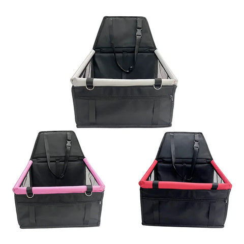 Foldable pet travel seat for car front with harness