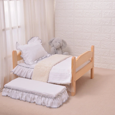 Durable dog bed frame with removable, machine-washable bedding