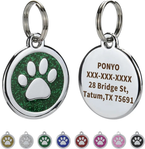 Customized dog tag with pet's name and contact info