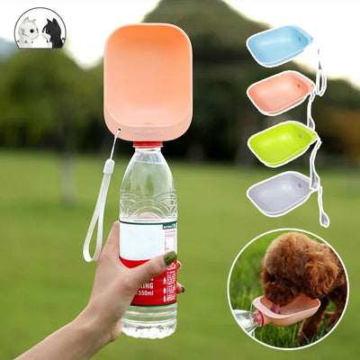 Portable dog water bottle with built-in bowl