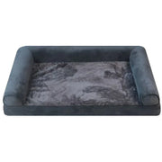 Supportive pet bed with plush surface and raised sides
