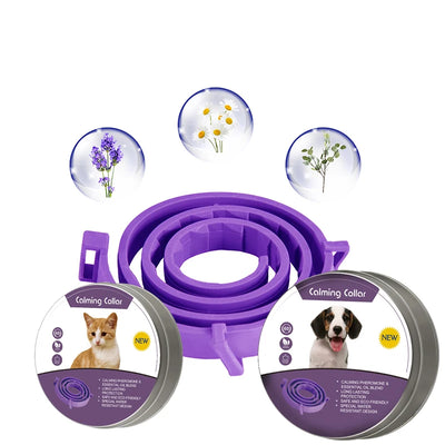 Adjustable calming collar for cats and dogs