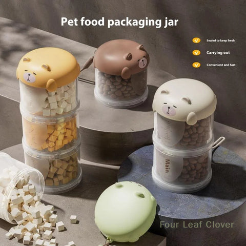 3-layer pet food storage container with lid