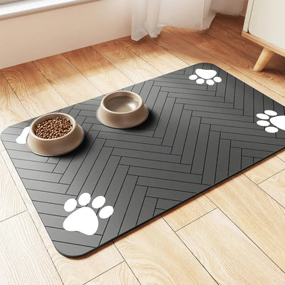 Absorbent pet feeding mat with waterproof backing