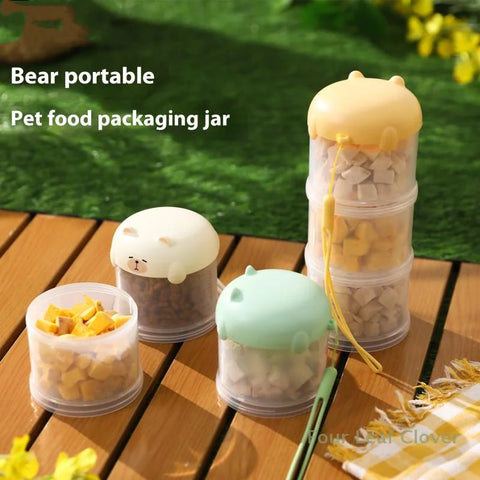 3-layer pet food storage container with lid