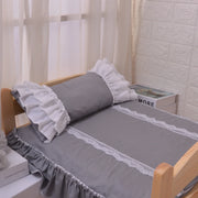 Comfortable wooden pet bed for dogs with washable bedding included