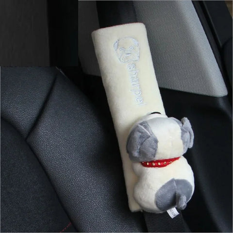 Soft cushion cover for car seat belt with animal pattern