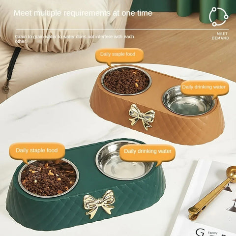 Cute bowknot pet bowl for cats and dogs