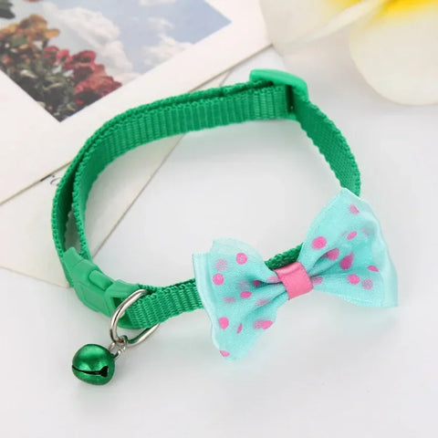 Adjustable durable pet collar with cute bow for cats and puppies