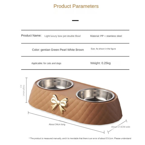 PP base pet feeding bowl with bow design