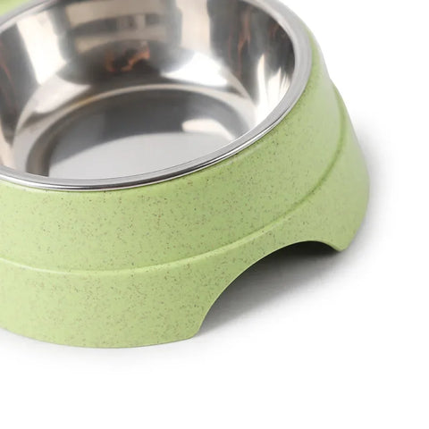 Pet feeding station with two stainless bowls