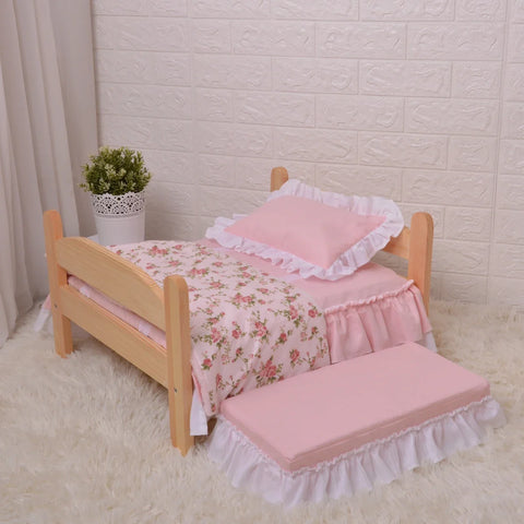 Luxury pet bed made of solid wood with cozy cushion set