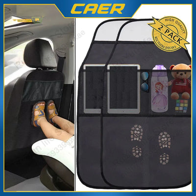 Car seat back protector cover with organizer for kids