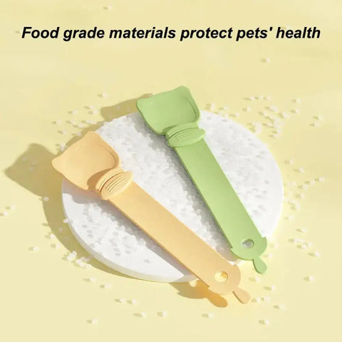 Cat strip squeezer with food scoop for easy feeding