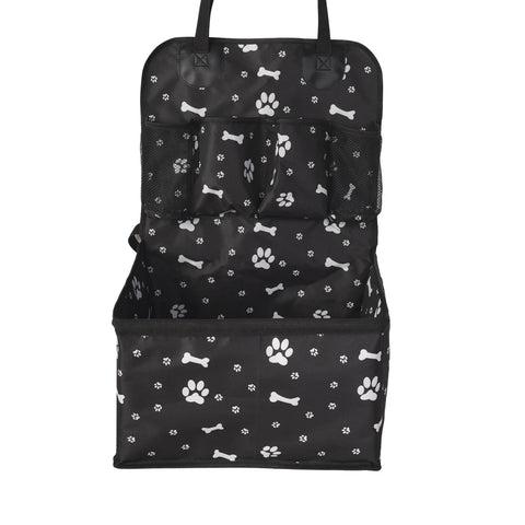 Pet travel seat for cars with built-in storage and secure harness